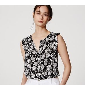 Loft black and white floral layering tank
